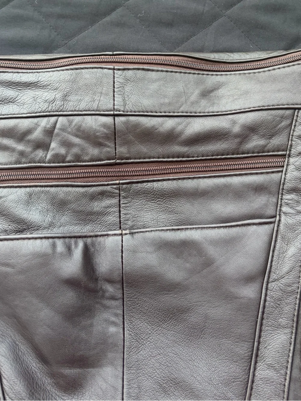 Genuine Leather Brown Crossbody Messenger Bag + Pouch